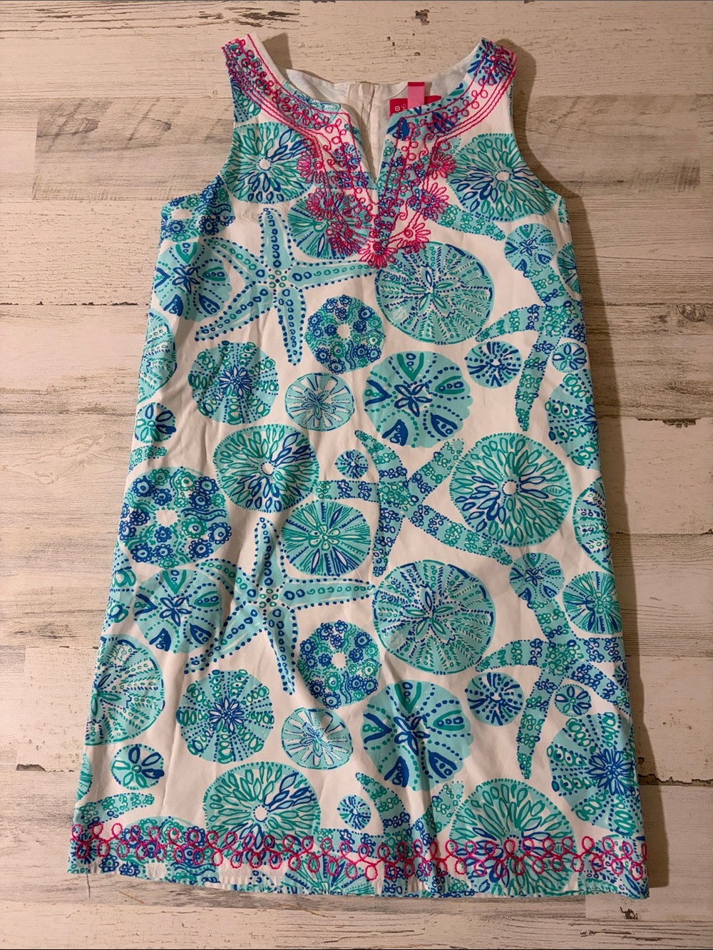 Lilly Pulitzer for Target White Dress with Teal, Turquoise & Pink Embroidery